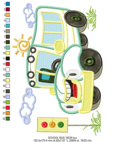 School Bus embroidery designs - Bus machine embroidery pattern - School Bus applique design - Instant digital download oes jef dst hus vp3 Marcia Embroidery