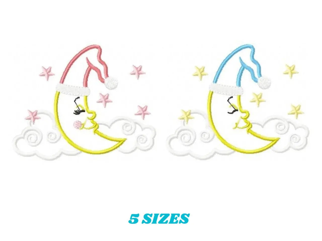 Sleeping moon embroidery design - Half moon embroidery design machine embroidery pattern - Pillow embroidery file - moon applique design Marcia Embroidery