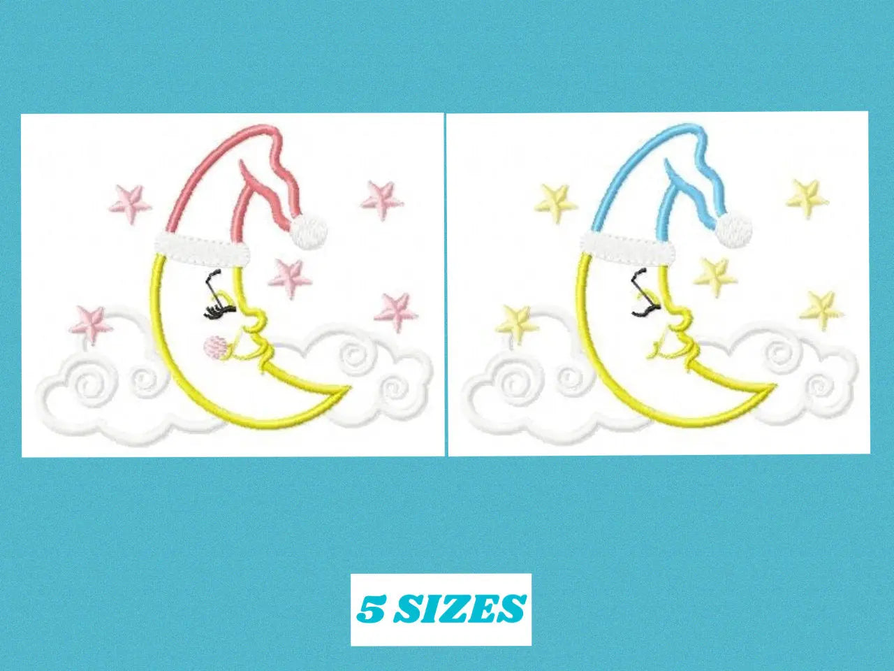Sleeping moon embroidery design - Half moon embroidery design machine embroidery pattern - Pillow embroidery file - moon applique design Marcia Embroidery