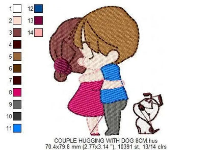 Couple embroidery designs - Valentines embroidery design machine embroidery pattern - instant download - boy girl embroidery wedding design Marcia Embroidery