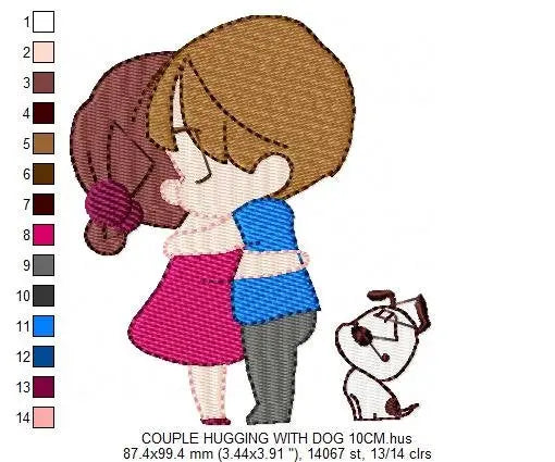 Couple embroidery designs - Valentines embroidery design machine embroidery pattern - instant download - boy girl embroidery wedding design Marcia Embroidery