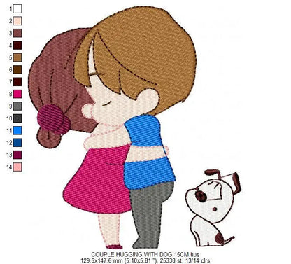 Couple embroidery designs - Valentines embroidery design machine embroidery pattern - instant download - boy girl embroidery wedding design Marcia Embroidery