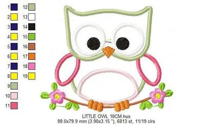 Owl embroidery design - Owl on branch embroidery design machine embroidery pattern - bird embroidery file - owl applique design download Marcia Embroidery
