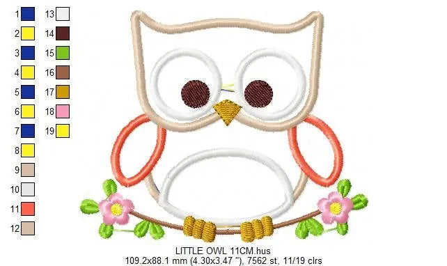 Owl embroidery design - Owl on branch embroidery design machine embroidery pattern - bird embroidery file - owl applique design download Marcia Embroidery