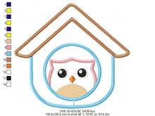 Load image into Gallery viewer, Owl embroidery design - Owl in a house embroidery design machine embroidery pattern - baby girl embroidery file - owl applique design pes
