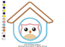 Cargar imagen en el visor de la galería, Owl embroidery design - Owl in a house embroidery design machine embroidery pattern - baby girl embroidery file - owl applique design pes
