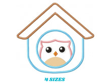 Load image into Gallery viewer, Owl embroidery design - Owl in a house embroidery design machine embroidery pattern - baby girl embroidery file - owl applique design pes
