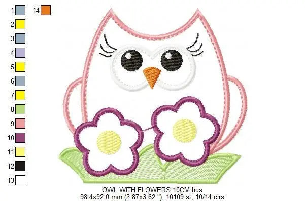 Bird embroidery design - Owl with flowers embroidery design machine embroidery pattern - baby girl embroidery file - owl applique design Marcia Embroidery