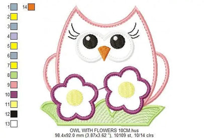 Bird embroidery design - Owl with flowers embroidery design machine embroidery pattern - baby girl embroidery file - owl applique design Marcia Embroidery