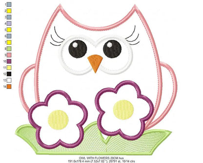 Bird embroidery design - Owl with flowers embroidery design machine embroidery pattern - baby girl embroidery file - owl applique design Marcia Embroidery