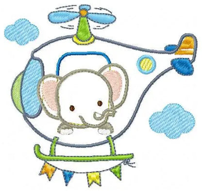 Elephant embroidery designs - Safari embroidery design machine embroidery pattern - Helicopter embroidery file - elephant pattern Chopper Marcia Embroidery