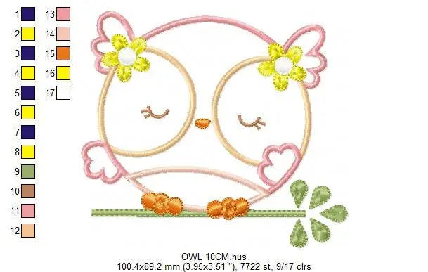 Owl applique embroidery design - Owl on branch embroidery design machine embroidery pattern - baby girl embroidery file - instant download Marcia Embroidery