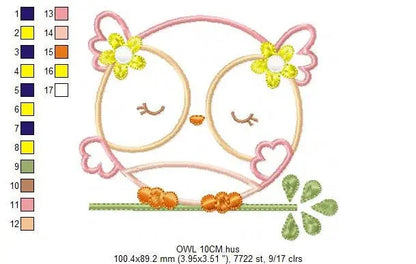 Owl applique embroidery design - Owl on branch embroidery design machine embroidery pattern - baby girl embroidery file - instant download Marcia Embroidery