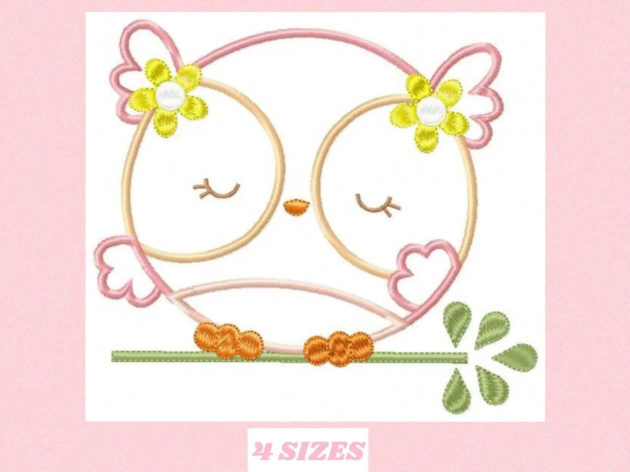 Owl applique embroidery design - Owl on branch embroidery design machine embroidery pattern - baby girl embroidery file - instant download Marcia Embroidery