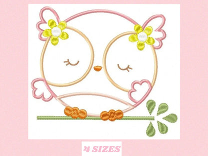 Owl applique embroidery design - Owl on branch embroidery design machine embroidery pattern - baby girl embroidery file - instant download Marcia Embroidery