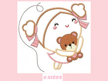 Carica l&#39;immagine nel visualizzatore di Gallery, Baby Girl embroidery designs - Girl with bear embroidery design machine embroidery pattern - girl applique design - instant digital download
