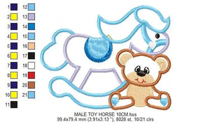 Horse Toy embroidery design - Baby Boy and girl machine embroidery pattern - Toy horse swing applique - Instant digital download pes jef dst Marcia Embroidery