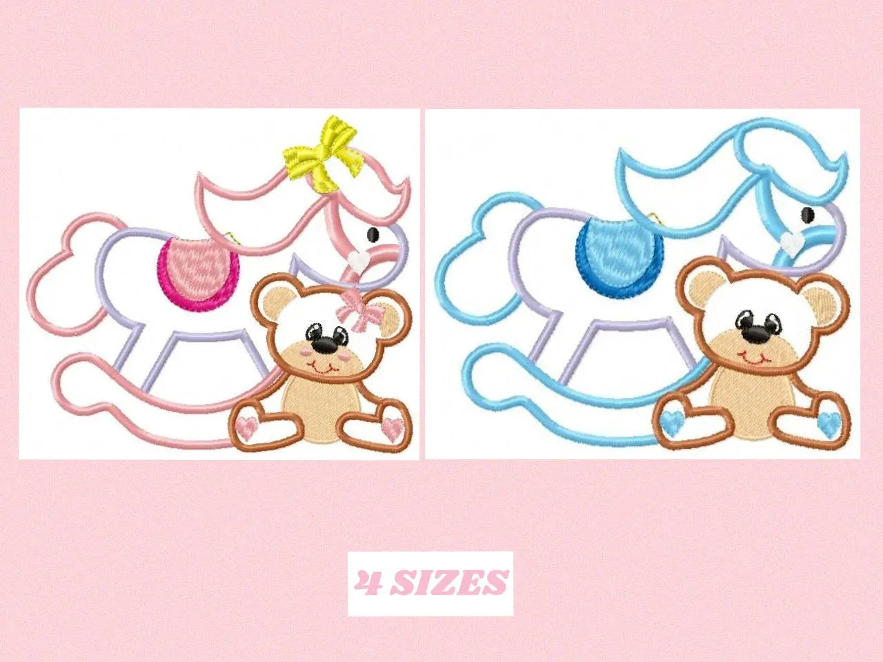 Horse Toy embroidery design - Baby Boy and girl machine embroidery pattern - Toy horse swing applique - Instant digital download pes jef dst Marcia Embroidery