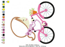 Carica l&#39;immagine nel visualizzatore di Gallery, Girl embroidery designs - Girl with bike embroidery design machine embroidery pattern - girl applique design - baby embroidery bike applique
