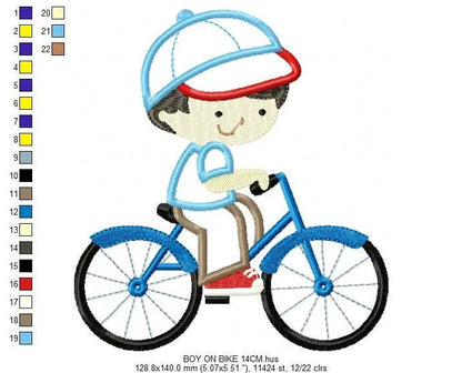 Boy with bike embroidery designs - Boy embroidery design machine embroidery pattern - boy applique design - bike applique instant download Marcia Embroidery