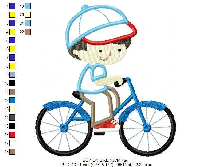 Boy with bike embroidery designs - Boy embroidery design machine embroidery pattern - boy applique design - bike applique instant download Marcia Embroidery
