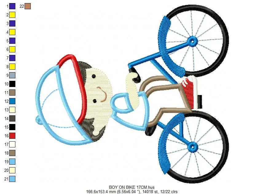 Boy with bike embroidery designs - Boy embroidery design machine embroidery pattern - boy applique design - bike applique instant download Marcia Embroidery