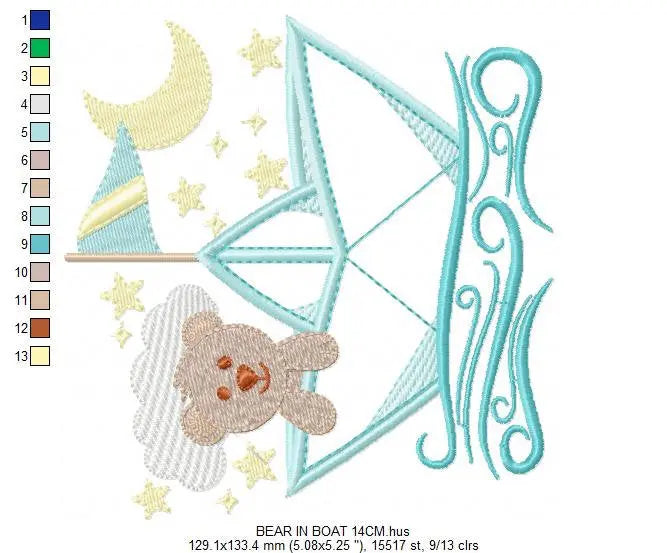 Boat embroidery designs - Sailor embroidery design machine embroidery pattern - sailor bear design - Teddy Bear embroidery nautical boat boy Marcia Embroidery