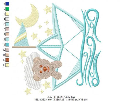 Boat embroidery designs - Sailor embroidery design machine embroidery pattern - sailor bear design - Teddy Bear embroidery nautical boat boy Marcia Embroidery