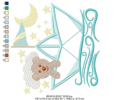 Boat embroidery designs - Sailor embroidery design machine embroidery pattern - sailor bear design - Teddy Bear embroidery nautical boat boy Marcia Embroidery