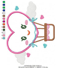 Cargar imagen en el visor de la galería, Balloon embroidery designs - Hot air balloon embroidery design machine embroidery pattern - Sky embroidery Heart embroidery applique design
