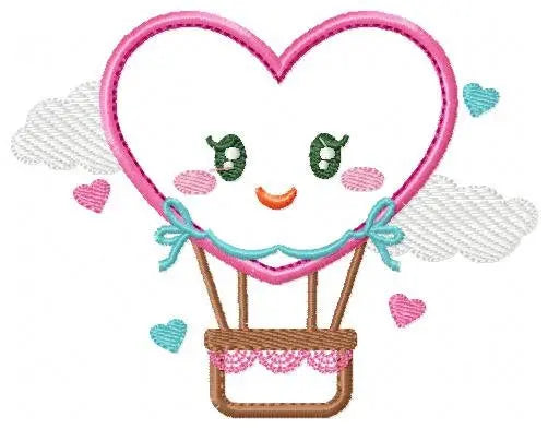 Heart Balloon embroidery designs - Hot air balloon embroidery design machine embroidery pattern - Heart applique design - Instant download Marcia Embroidery