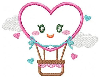 Heart Balloon embroidery designs - Hot air balloon embroidery design machine embroidery pattern - Heart applique design - Instant download Marcia Embroidery