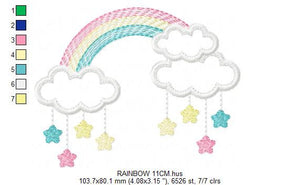 Cloud embroidery design - Rainbow embroidery designs machine embroidery pattern - Baby girl embroidery file - nursery cloud applique digital