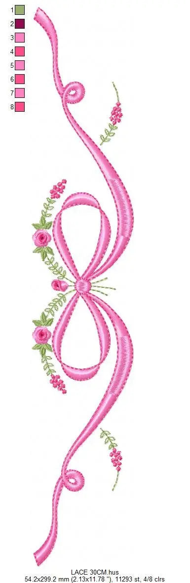 Lace with flowers embroidery designs - Bow Tie embroidery design machine embroidery pattern - Baby girl embroidery file - Lace embroidery Marcia Embroidery