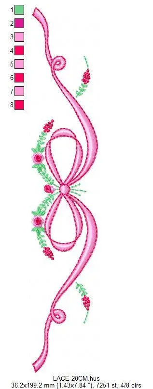 Lace with flowers embroidery designs - Bow Tie embroidery design machine embroidery pattern - Baby girl embroidery file - Lace embroidery Marcia Embroidery
