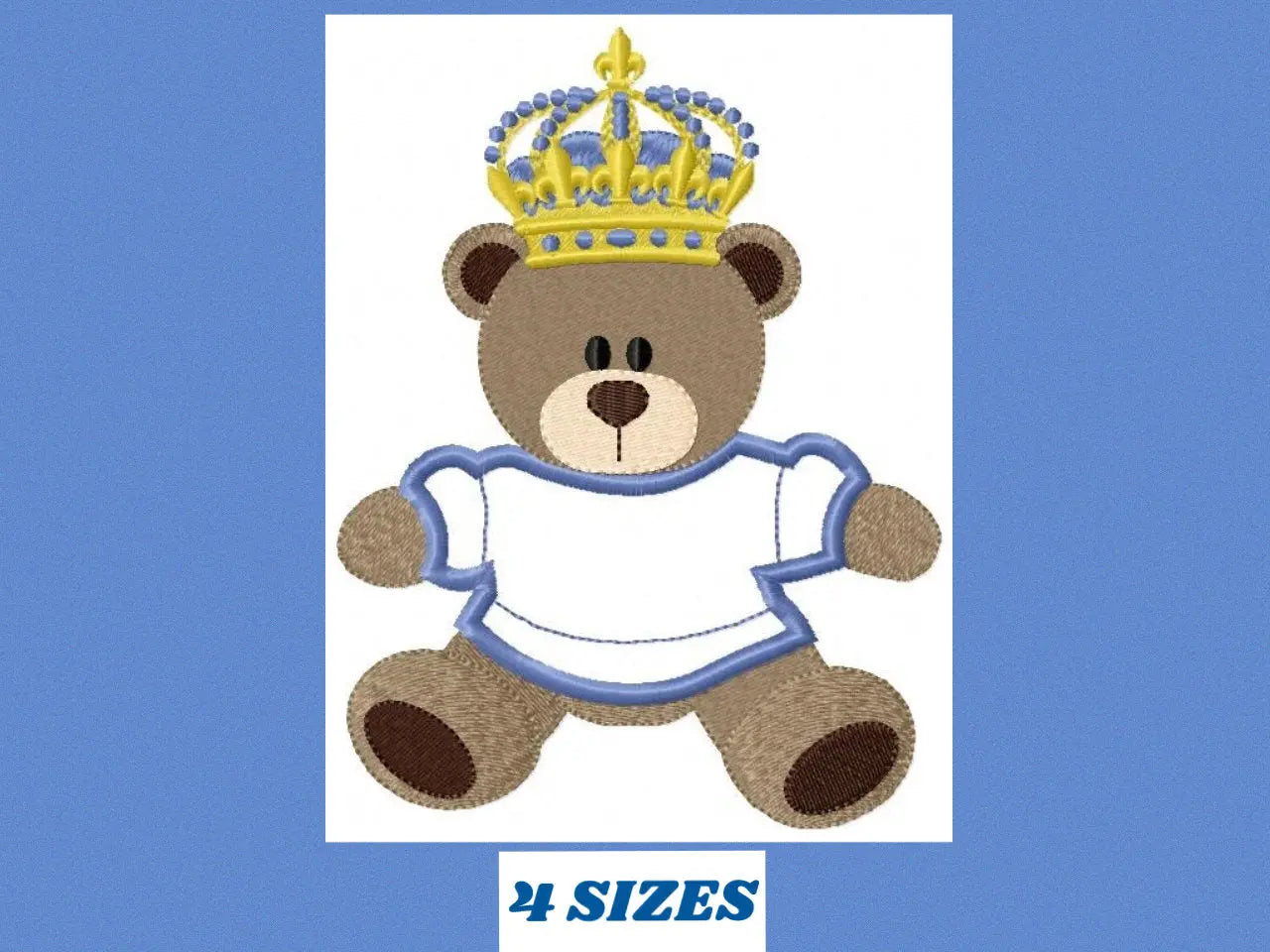 Bear embroidery designs - Bear with crown embroidery design machine embroidery pattern - Teddy bear embroidery file - Bear applique design Marcia Embroidery