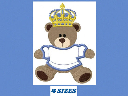 Bear embroidery designs - Bear with crown embroidery design machine embroidery pattern - Teddy bear embroidery file - Bear applique design Marcia Embroidery