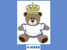 Carica l&#39;immagine nel visualizzatore di Gallery, Bear embroidery designs - Bear with crown embroidery design machine embroidery pattern - Teddy bear embroidery file - Bear applique design
