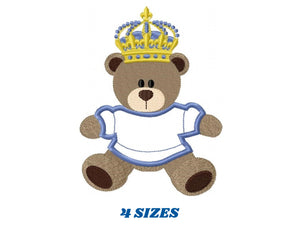 Bear embroidery designs - Bear with crown embroidery design machine embroidery pattern - Teddy bear embroidery file - Bear applique design