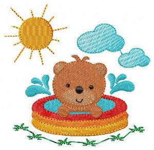 Bear embroidery designs - Swimming pool embroidery design machine embroidery pattern - Baby boy embroidery file - instant digital download