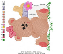 Load image into Gallery viewer, Baby Bear embroidery designs - Teddy embroidery design machine embroidery pattern - girl embroidery file - baby newborn nursery design
