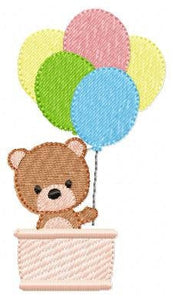 Balloon embroidery designs - Bear with balloons embroidery design machine embroidery pattern - Birthday embroidery file - instant download