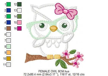 Owl embroidery designs - Owl with glasses embroidery design machine embroidery pattern - Grandma embroidery file - owl applique design Marcia Embroidery