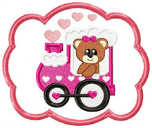 Load image into Gallery viewer, Train embroidery designs - Bear embroidery design machine embroidery pattern - Baby girl embroidery - frame embroidery bear tag embroidery
