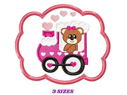 Train embroidery designs - Bear embroidery design machine embroidery pattern - Baby girl embroidery - frame embroidery bear tag embroidery Marcia Embroidery