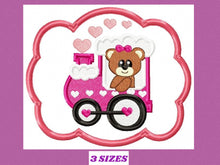 Cargar imagen en el visor de la galería, Train embroidery designs - Bear embroidery design machine embroidery pattern - Baby girl embroidery - frame embroidery bear tag embroidery
