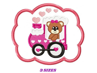Train embroidery designs - Bear embroidery design machine embroidery pattern - Baby girl embroidery - frame embroidery bear tag embroidery Marcia Embroidery