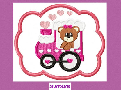 Train embroidery designs - Bear embroidery design machine embroidery pattern - Baby girl embroidery - frame embroidery bear tag embroidery Marcia Embroidery