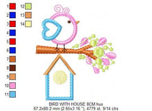 Charger l&#39;image dans la galerie, Bird embroidery designs - Birdhouse embroidery design machine embroidery pattern - instant download - bird applique design girl embroidery
