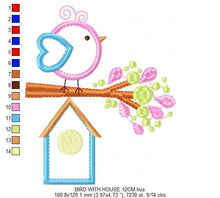 Laden Sie das Bild in den Galerie-Viewer, Bird embroidery designs - Birdhouse embroidery design machine embroidery pattern - instant download - bird applique design girl embroidery
